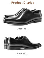 Hanmce Oxford Shoes Fashion Genuine Leather Breathable Patent  Shoes For Men