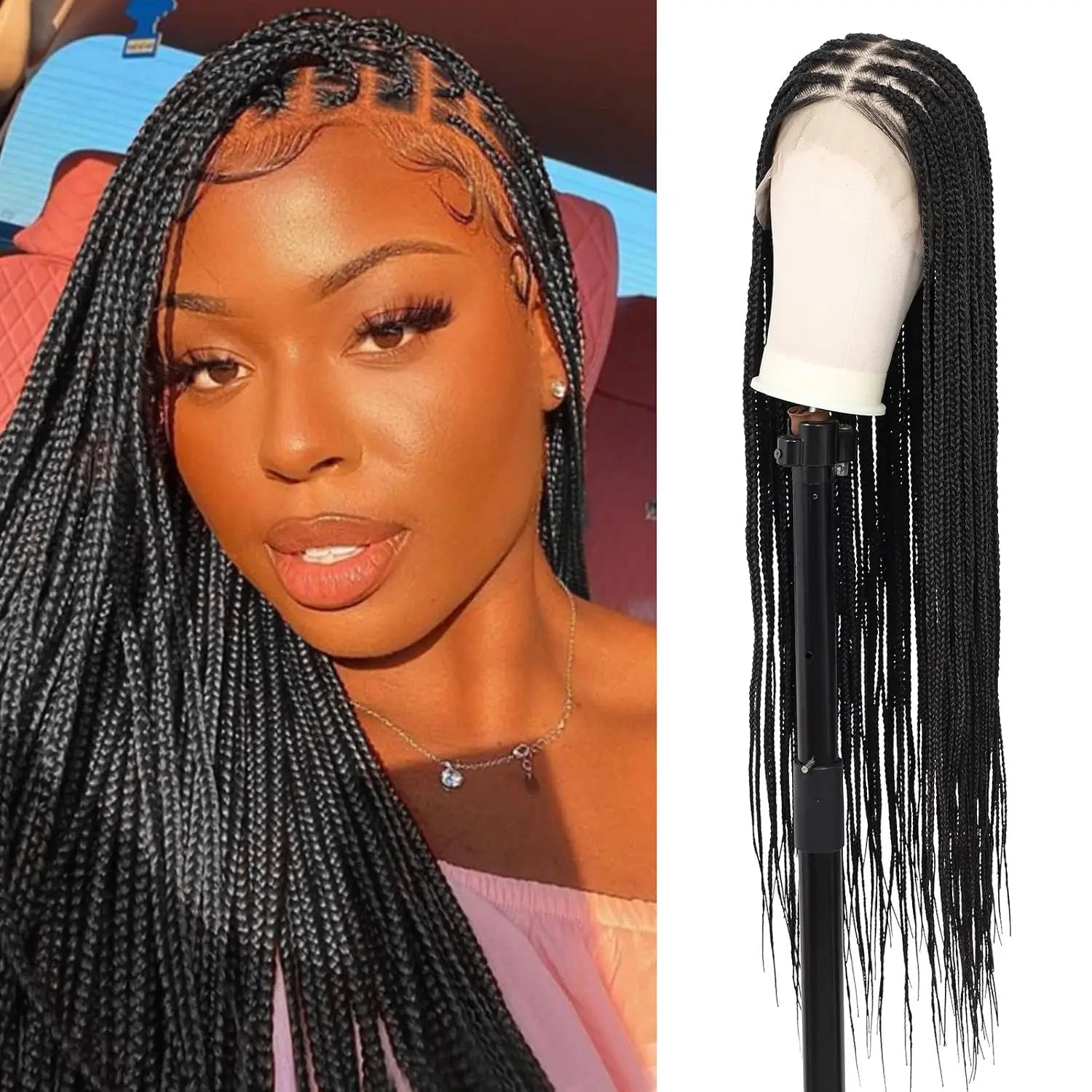 36 Inch HD Lace Front Cornrow Braided Wigs for BLACK  Women  Knotless Braided Wigs for Women Box Braid Wig Main image
