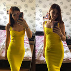 New 2026 Women Sexy Celebrity Midi Red White HL Elastic Bandage Dress Spaghetti Strap Club Bodycon Party Dress Wholesale HL434