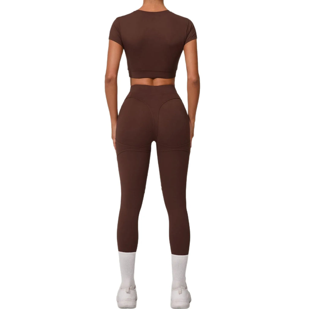 New Style Women Quick-drying Yoga Set High-waisted Butt-lifting Leggings Tight-fitting Top for Running Exercise Fitness Training