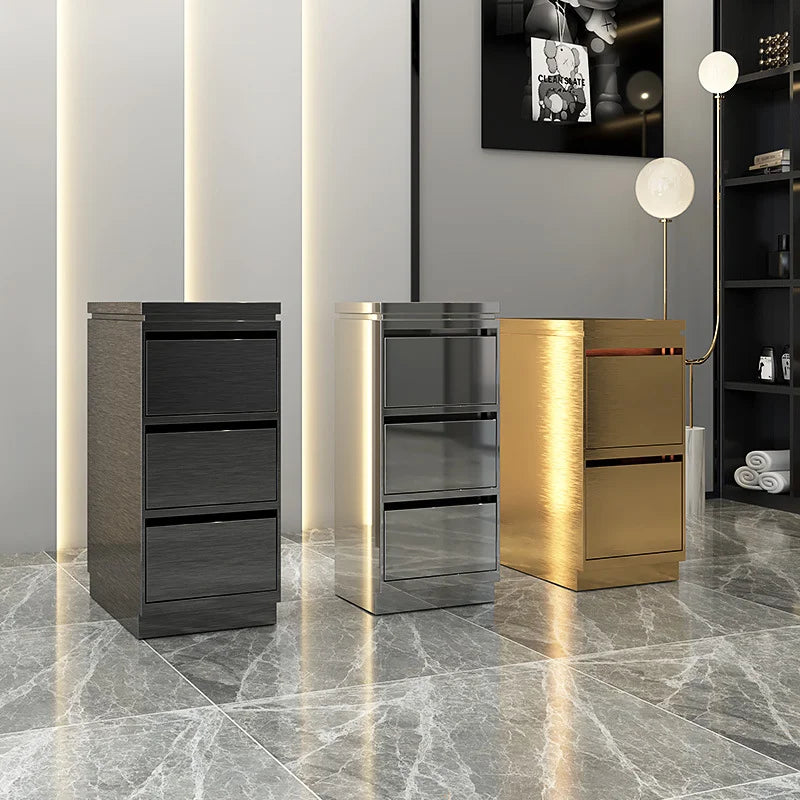 Modern Simple Luxury Gold Silver Black Salon Beauty Barber Trolley With Drawers Salon Trolley Hairdressing Stool Salon Furniture Main image