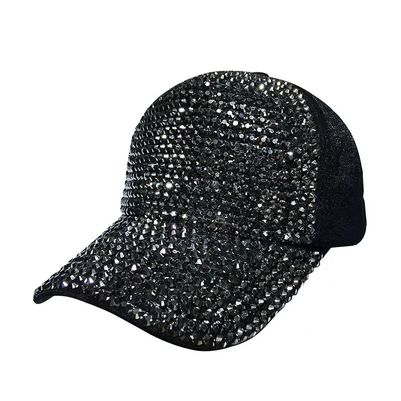Women's Studded Rhinestone Baseball Cap Adjustable  Sparkle Bling Sun Hat