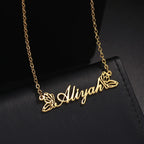 Custom Name Necklace Double Butterfly Letter Name Pendant Stainless Steel Necklace Personalized Gift for Women Men Hainon 2818