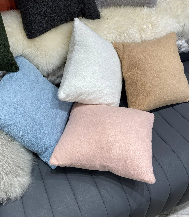 Plush Cushion Cover Cozy Faux Fur Teddy Pillow Cover For Sofa Living Room 18x18 Decorative Pillows Nordic Home Decor Pillowcase