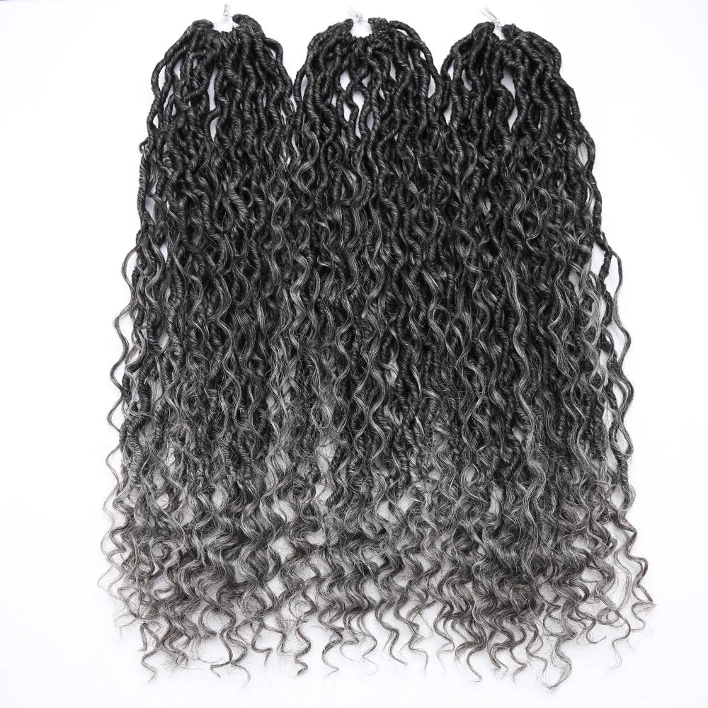 Synthetic Goddess Locs Crochet Hair Braids Curly Faux Locs Braiding Hair Extensions Wig For Women Black Hippie Boho Style