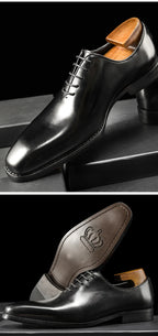 Hanmce Oxford Shoes Fashion Genuine Leather Breathable Patent  Shoes For Men