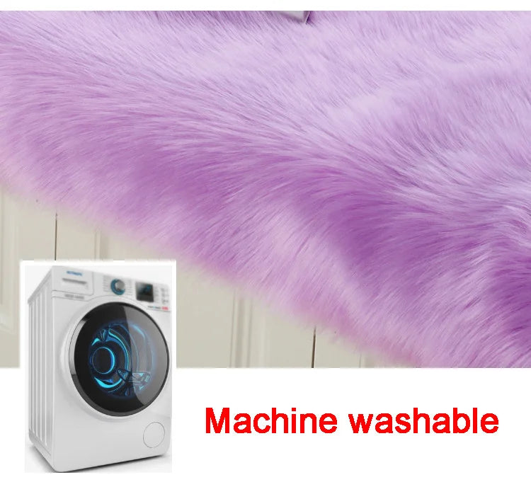 Luxury Imitation Fur Cushion Plush Sofa Carpet Faux Fur Sheepskin Rug Balcony Bay Window Mat Kid's Bedroom Fluffy Blanket White