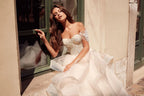 Exquisite Off-shoulder Princess Wedding Dress Customized Appliques Cascading Ruffles Puffy Tulle Bridal Gown  Vestidos de Novia