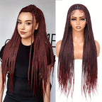 Knotless Three-Strand Box Crochet Braided Hair Wig Full Lace Glueless 18-36 Inch Natural Hairline American Women Braiding Wigs