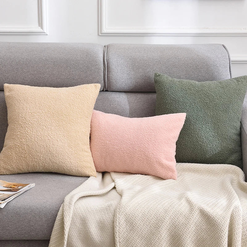 Plush Cushion Cover Cozy Faux Fur Teddy Pillow Cover For Sofa Living Room 18x18 Decorative Pillows Nordic Home Decor Pillowcase
