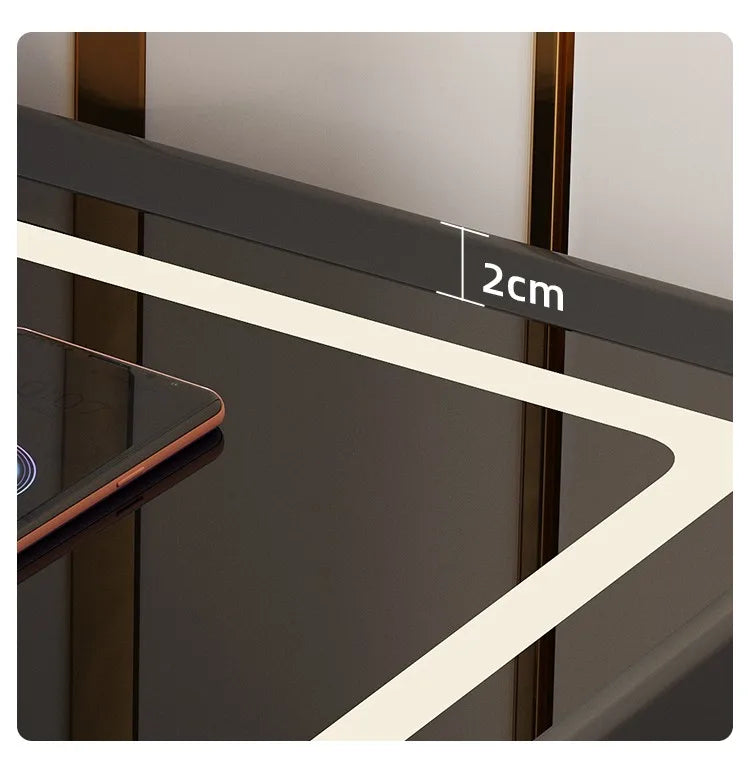 Modern Simple Luxury Smart Bedside Table New Solid Wood Multi-Functional Wireless Charging Accessible Internet Bedroom Furniture