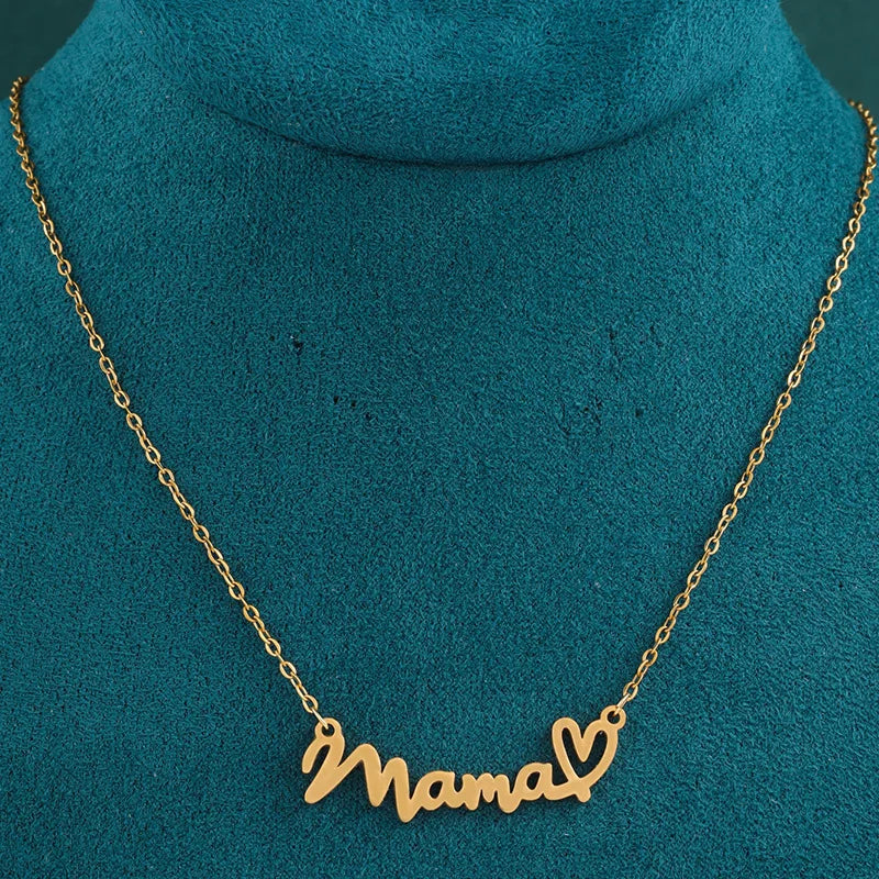 XL-B-05242 New Minimalist Design MAMA Heart-shaped Collarbone Chain Necklace, Popular on in Europe, America