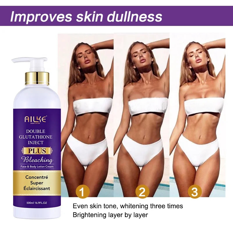 Ailke Gluta Plus Tone up Natural Black Skin Women Face Cream Whitening Body Lotion for Bleaching