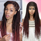 Knotless Three-Strand Box Crochet Braided Hair Wig Full Lace Glueless 18-36 Inch Natural Hairline American Women Braiding Wigs