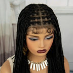 Knotless Three-Strand Box Crochet Braided Hair Wig Full Lace Glueless 18-36 Inch Natural Hairline American Women Braiding Wigs