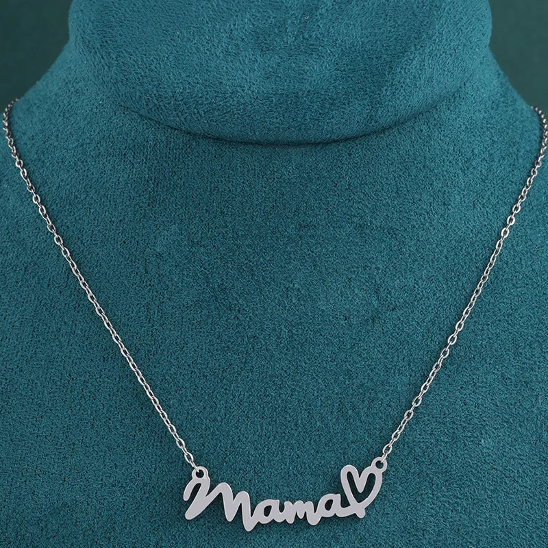 XL-B-05242 New Minimalist Design MAMA Heart-shaped Collarbone Chain Necklace, Popular on in Europe, America