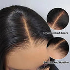 Royce Short Bob Transparent Lace Human Hair Wig,10-16 Inch Bone Straight Brazilian Hair Wig,4x4 13x4 Bob Wigs for Black Women