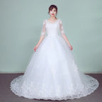Wedding Dress 2026 The Elegant Half Sleeve Sexy V-neck Court Train Ball Gown Princess Vintage Lace Wedding Dresses Plus Szie
