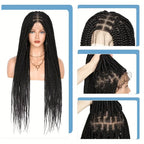 Knotless Three-Strand Box Crochet Braided Hair Wig Full Lace Glueless 18-36 Inch Natural Hairline American Women Braiding Wigs
