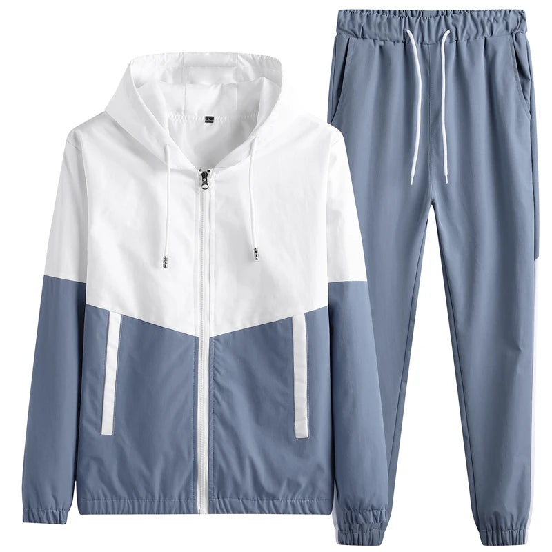 2025 Men Tracksuit Casual Joggers Hooded Sportswear Jackets And Pants 2 Piece Sets Hip Hop Running Sports Suit