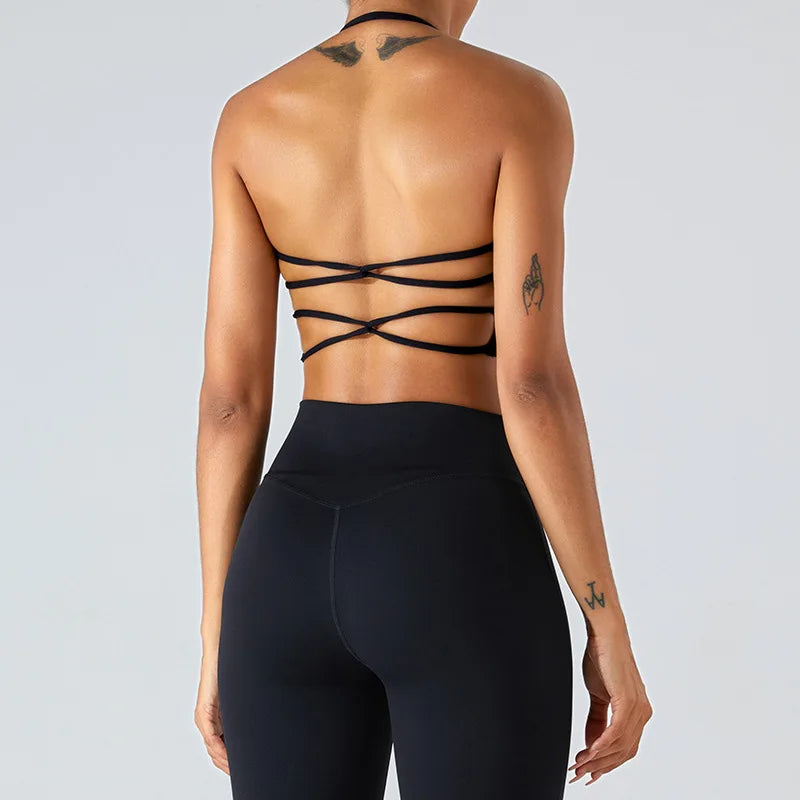 Women's High Quality Custom Logo Seamless Gym Tops Padded Cross Strap Workout Athletics Fitness Yoga Bras