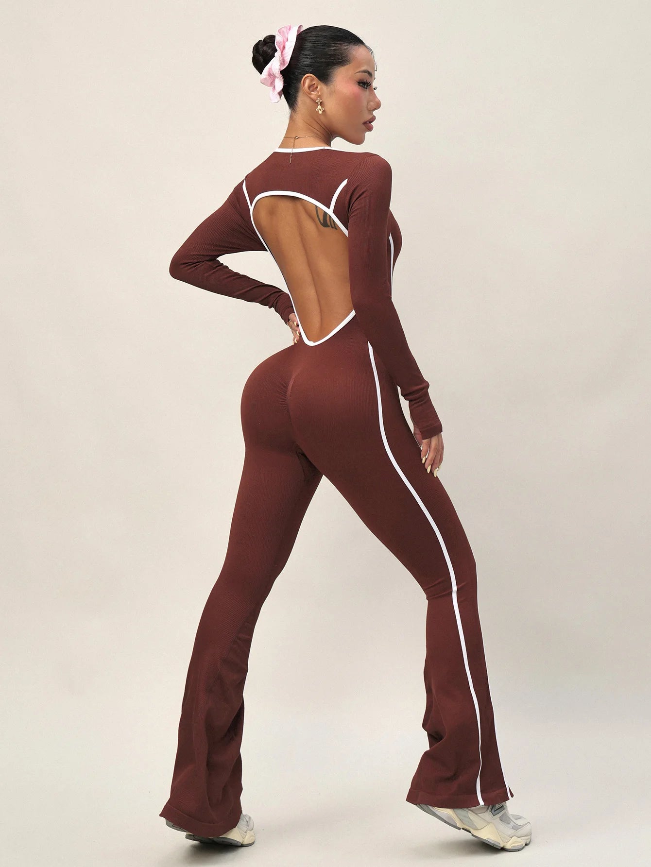 Women's Sportswear Workout One-Piece Bodysuit Yoga Jumpsuit Quick Dry Seamless Off-the-Shoulder Neckline Spaghetti Strap Color Secondary image
