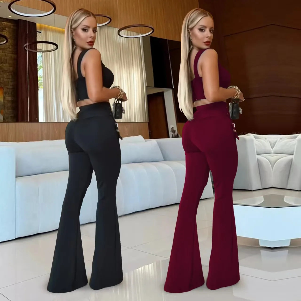 2026 Chic Design Elegant Casual OL Suit for Plus Size American Women Solid Color Two Pieces Set Skinny Fit Vintage Decoration Secondary image