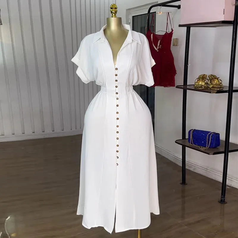 257 New Arrival Women Batwing Short Sleeve Single Breasted Long Maxi Dress Street Birthday Evening Sexy Party Dresses Secondary image