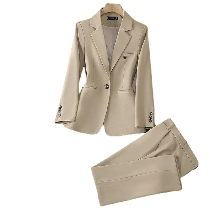 S-4XL Long Sleeved Professional Suit and Pants Formal Set Interview Sales Workwear