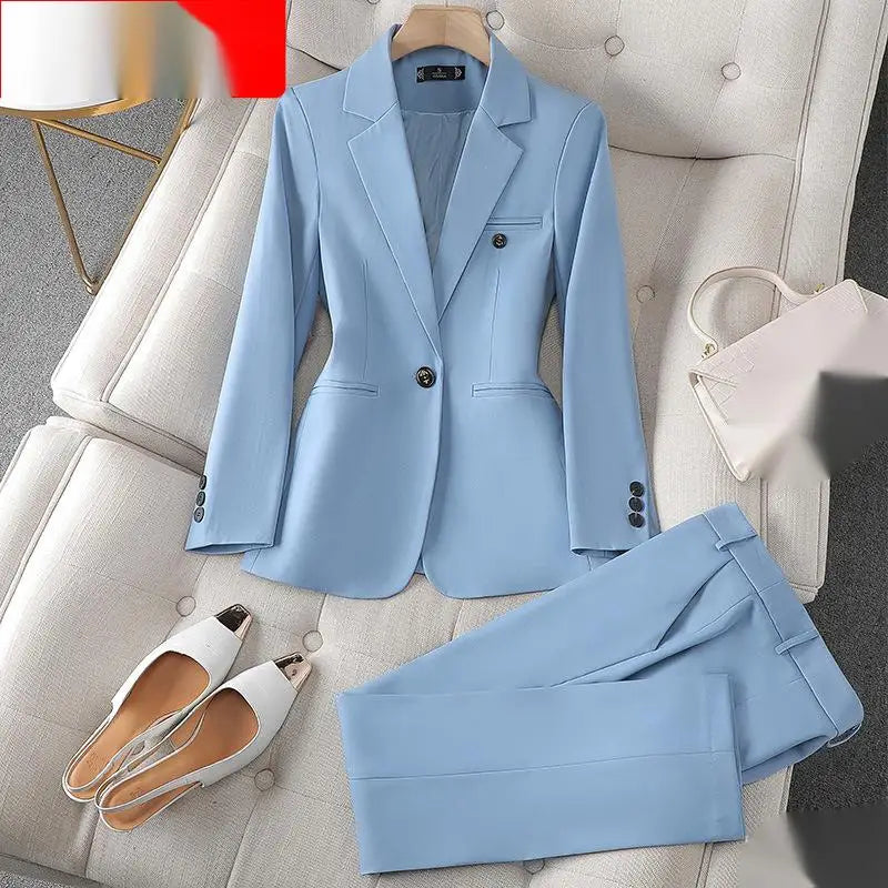 S-4XL Long Sleeved Professional Suit and Pants Formal Set Interview Sales Workwear Secondary image