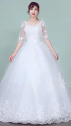Wedding Dress 2026 The Elegant Half Sleeve Sexy V-neck Court Train Ball Gown Princess Vintage Lace Wedding Dresses Plus Szie