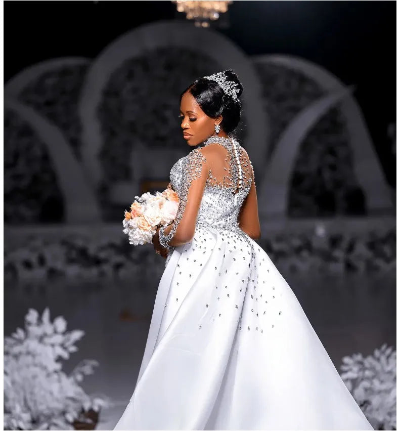 Plus Size Mermaid Rhinestone Wedding Dress 2 in 1 Detachable Train Wedding Dress Rhinestone Mermaid Wedding Dress Luxury Gown Secondary image