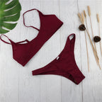 Brazilian Bikini 2022 Bathing Suit Women Swimsuit Plus Size Solid Swimwear Sexy Bandeau Bikini Set Push Up Maillot De Bain Femme