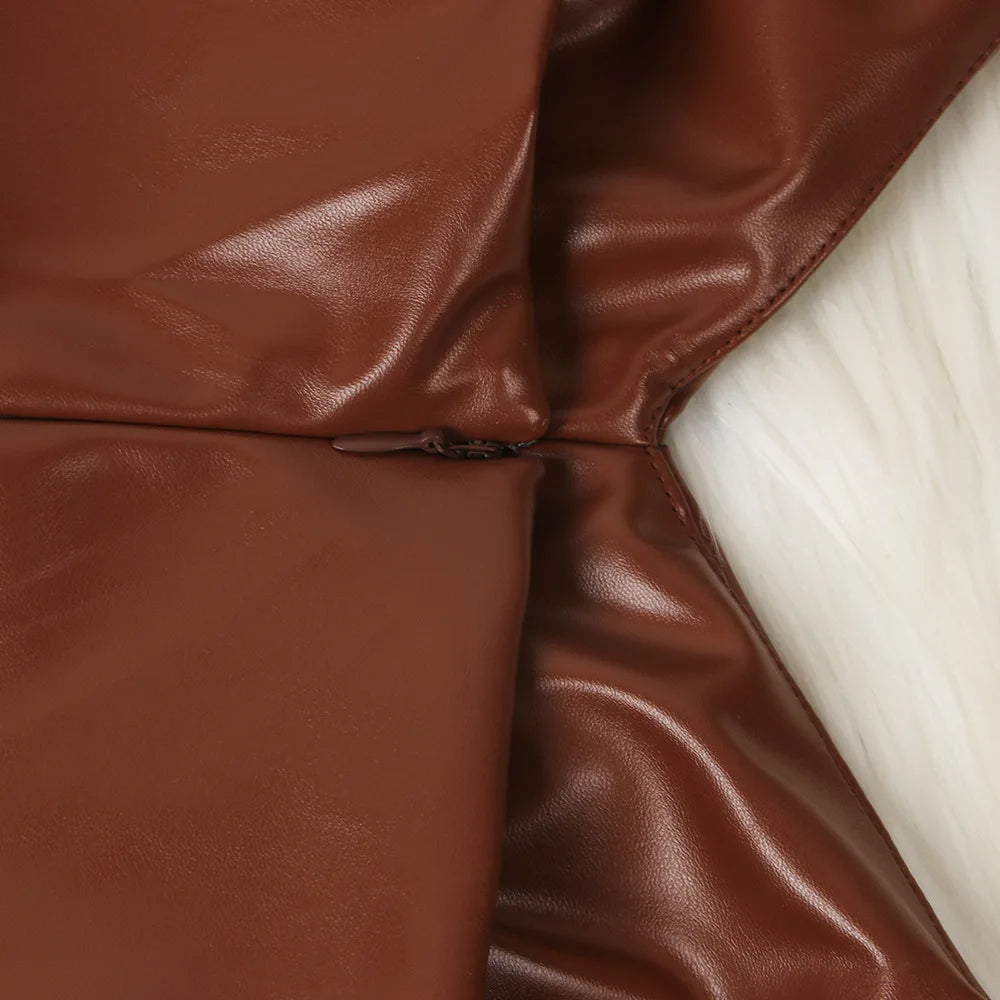 faux leather dress women dresses for women 2025 birthday outfits female dresses casual PU winter clothes