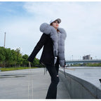 MAOMAOKONG 2025 & 2026 Real Fur Coat New Fashion Fox Fur Collar Winter Women's clothing Removable Lining Thickened Jacket Short Parka