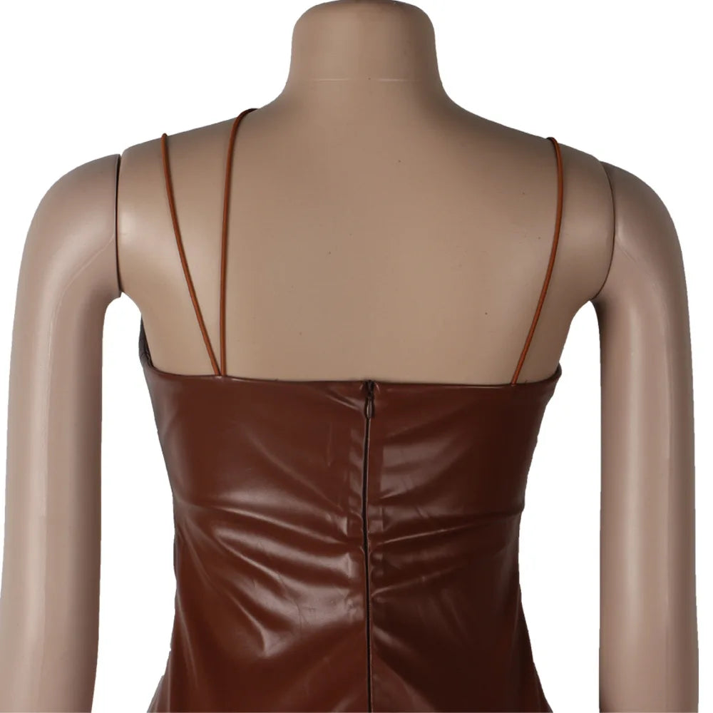 faux leather dress women dresses for women 2026 birthday outfits female dresses casual PU winter clothes