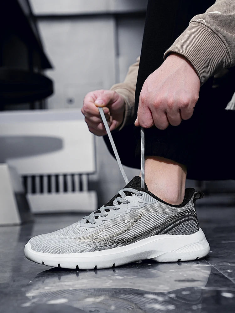2026 New Fly Knit Material Upper Breathable and Lightweight Large Size Men's  Fly Knit Casual Sports Shoes