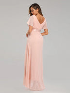 Evening Dresses XUCTHHC Elegant V-Neck Ruffles Chiffon Formal Evening Gown  Robe Vestidos De Fiesta Dress for Wedding Party