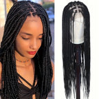 Knotless Three-Strand Box Crochet Braided Hair Wig Full Lace Glueless 18-36 Inch Natural Hairline American Women Braiding Wigs
