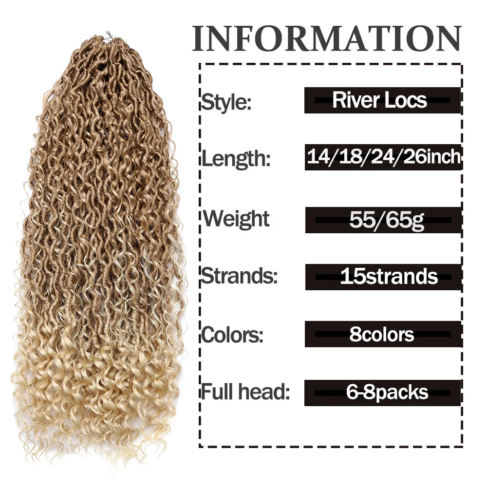 Synthetic Goddess Locs Crochet Hair Braids Curly Faux Locs Braiding Hair Extensions Wig For Women Black Hippie Boho Style