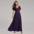 Evening Dresses XUCTHHC Elegant V-Neck Ruffles Chiffon Formal Evening Gown  Robe Vestidos De Fiesta Dress for Wedding Party