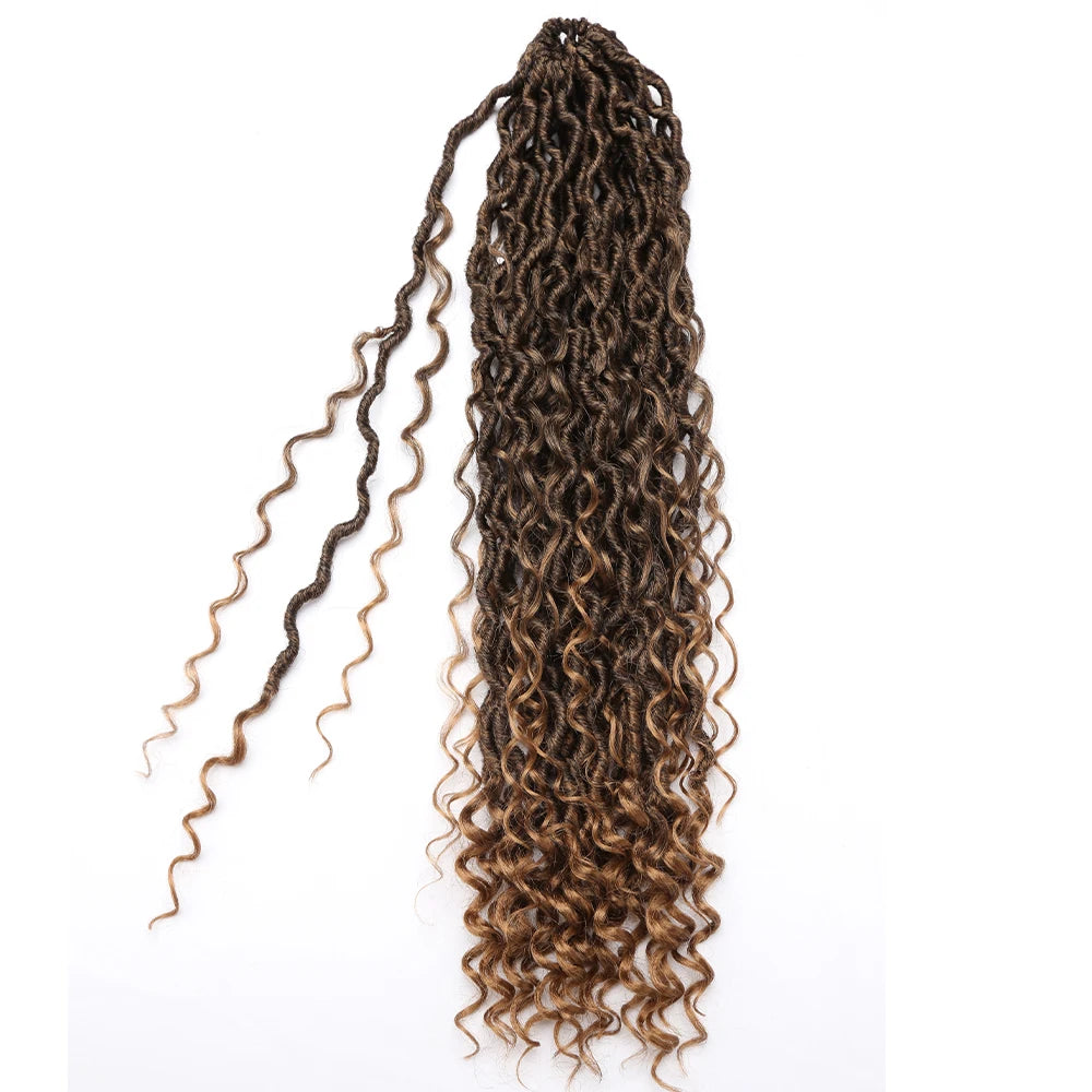 Synthetic Goddess Locs Crochet Hair Braids Curly Faux Locs Braiding Hair Extensions Wig For Women Black Hippie Boho Style Secondary image
