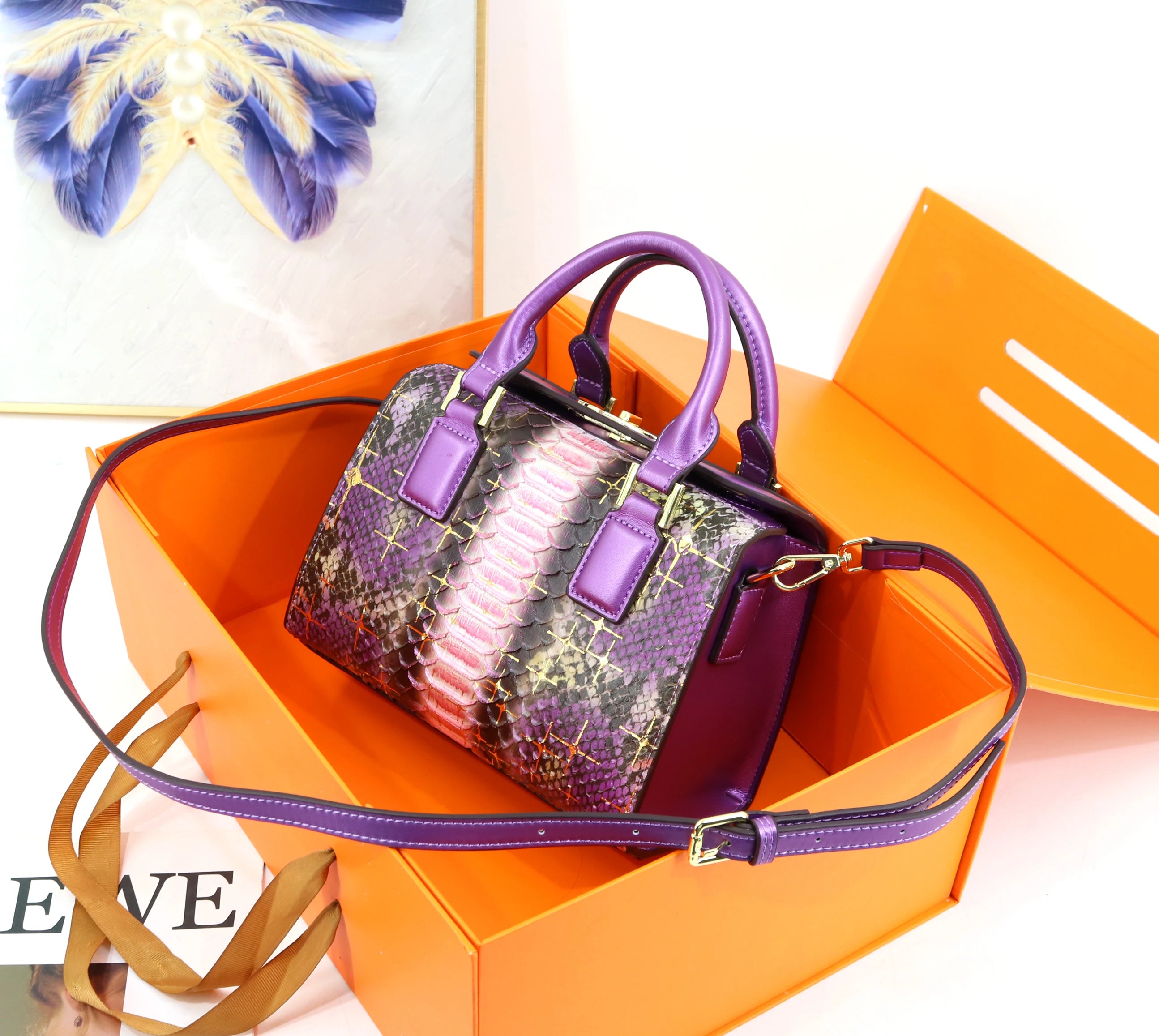 2026 Newest Fashion Handbag for Women Luxury Designer Bags Genuine Leather Handbag for Ladies Quality Squamous Serpentine  Bags Secondary image