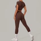 New Style Women Quick-drying Yoga Set High-waisted Butt-lifting Leggings Tight-fitting Top for Running Exercise Fitness Training