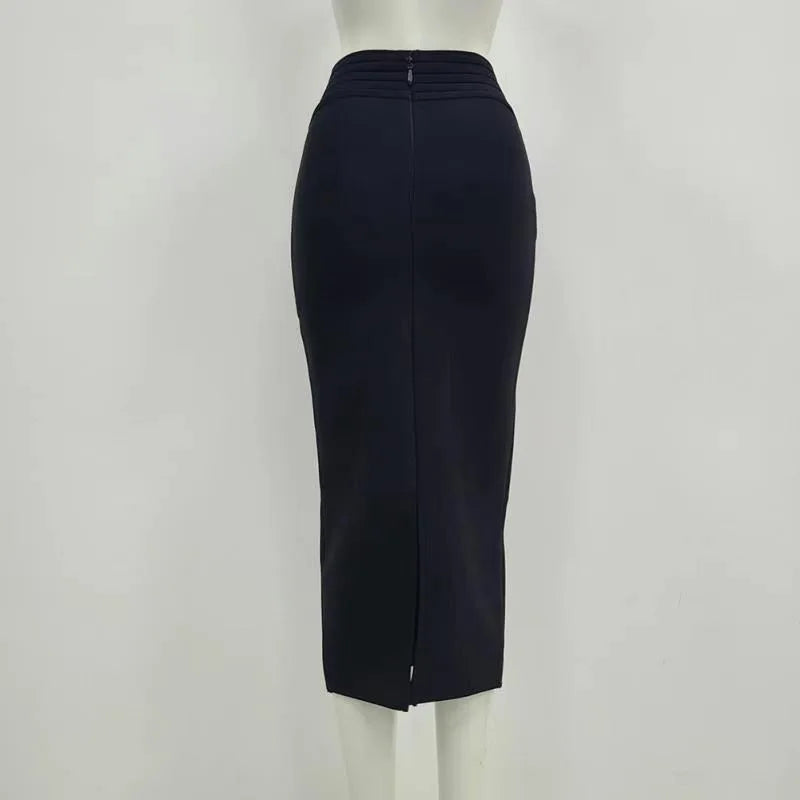 New Arrival Women Button Black Blue Red Bodycon Bandage Skirt 2026 Designer High Waist High Street Party Club Pencil Skirt 75cm