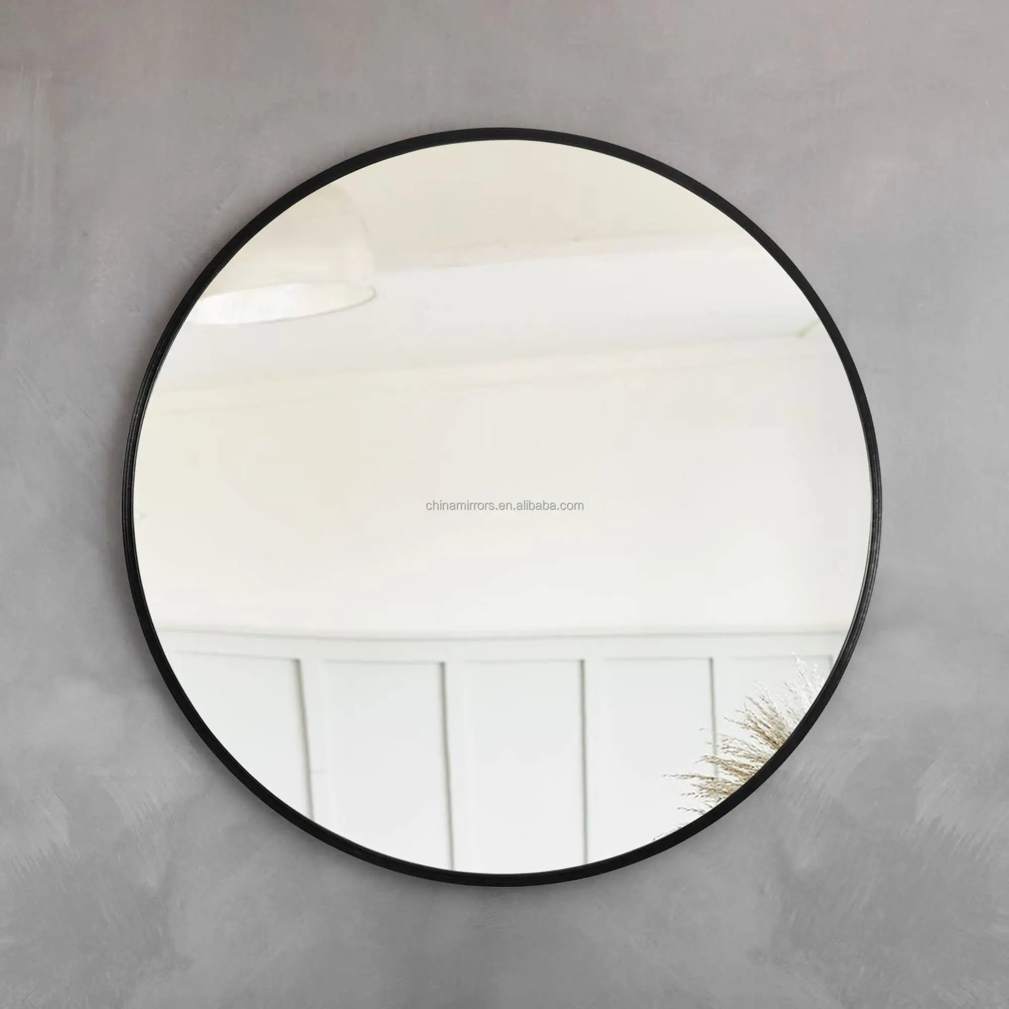 Simple Style Mirror Custom Large  Sliver Gold Black Aluminium Frame Wall Hanging Round  Dia Mirror 80cm 60cm 40cm  Dia 90cm Secondary image