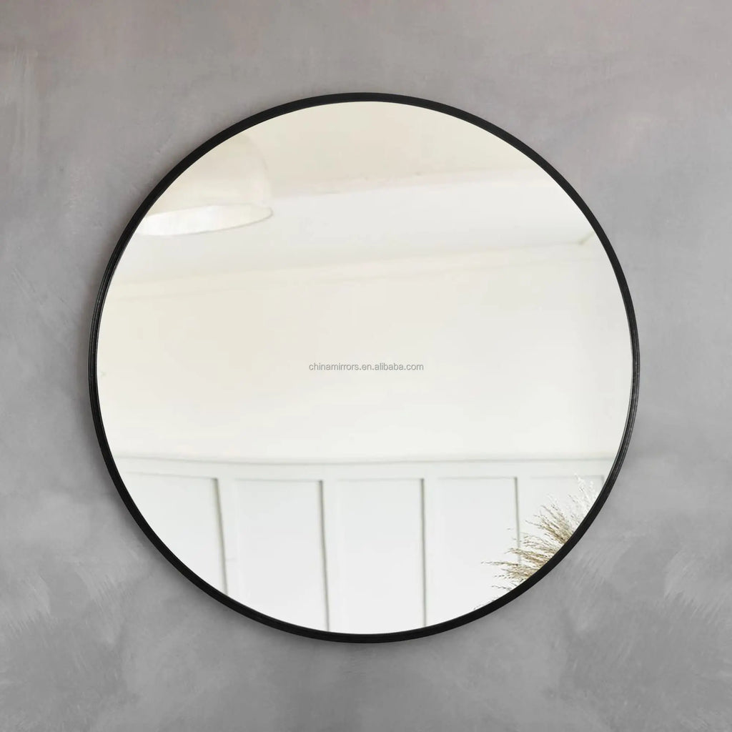 Simple Style Mirror Custom Large  Sliver Gold Black Aluminium Frame Wall Hanging Round  Dia Mirror 80cm 60cm 40cm  Dia 90cm