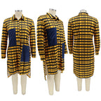 New Plus Size Dresses Women 2022 Wholesale Buttons Casual Long Sleeve Loose Office Lady Plaid Shirt Midi Dresses Dropshipping
