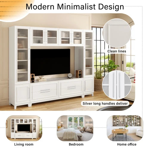 Modern Home Living Room Solid Wood Stand TV Cabinets Wooden Wall TV Cabinet Furniture Convertible Extendable Foldable Features Secondary image