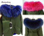 MAOMAOKONG 2025 & 2026 Real Fur Coat New Fashion Fox Fur Collar Winter Women's clothing Removable Lining Thickened Jacket Short Parka